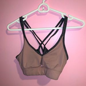 Pink and grey sports bra